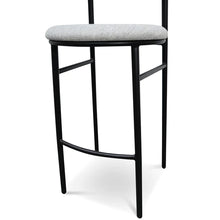 Load image into Gallery viewer, Silver Grey Fabric Bar Stool with Black Legs