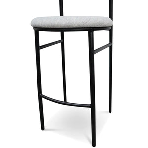 Silver Grey Fabric Bar Stool with Black Legs