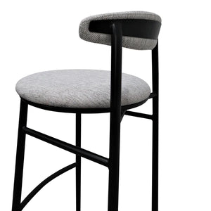 Silver Grey Fabric Bar Stool with Black Legs