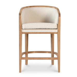 Light Beige Bar Stool with Natural Frame