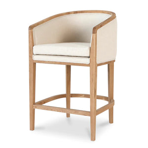 Light Beige Bar Stool with Natural Frame