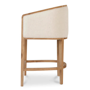 Light Beige Bar Stool with Natural Frame