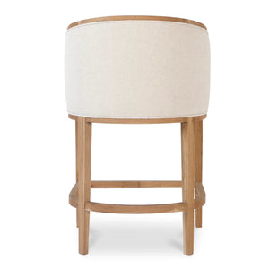 Light Beige Bar Stool with Natural Frame