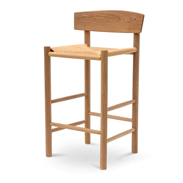 Natural Bar Stool with Back Rest