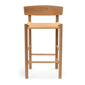 Natural Bar Stool with Back Rest