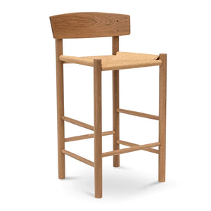 Natural Bar Stool with Back Rest
