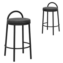 Load image into Gallery viewer, Charcoal Grey Fabric Bar Stool (Set of 2)