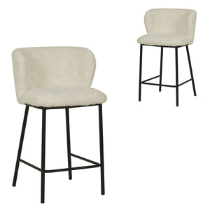 Rabbit White Fabric Bar Stool (Set of 2)