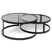 Load image into Gallery viewer, Nested Grey Glass Coffee Table with Black Base