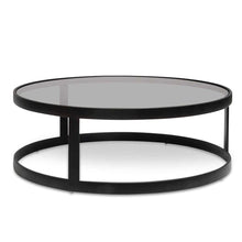 Load image into Gallery viewer, Nested Grey Glass Coffee Table with Black Base