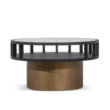 Load image into Gallery viewer, Round Black Coffee Table with Antique Golden Base
