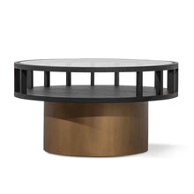 Load image into Gallery viewer, Round Black Coffee Table with Antique Golden Base
