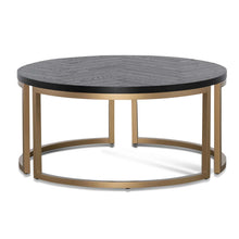 Load image into Gallery viewer, Round Coffee Table with Peppercorn Top and Brass Base