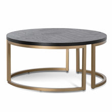 Load image into Gallery viewer, Round Coffee Table with Peppercorn Top and Brass Base