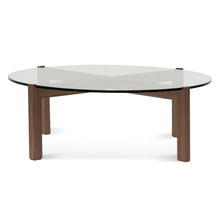 Load image into Gallery viewer, Round Walnut Coffee Table with Glass Top