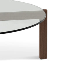 Load image into Gallery viewer, Round Walnut Coffee Table with Glass Top