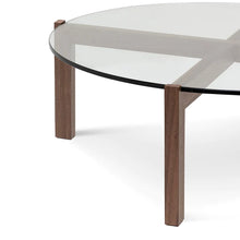 Load image into Gallery viewer, Round Walnut Coffee Table with Glass Top