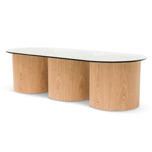 Natural Oval Coffee Table with Glass Top
