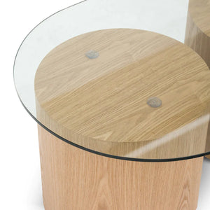 Natural Oval Coffee Table with Glass Top