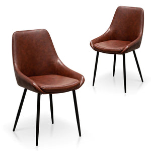 Cinnamon Brown PU Leather Dining Chair (Set of 2)