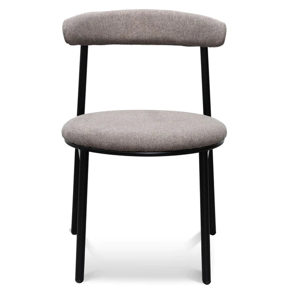 Caramel Grey Fabric Dining Chair with Black Legs