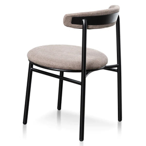 Caramel Grey Fabric Dining Chair with Black Legs