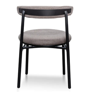 Caramel Grey Fabric Dining Chair with Black Legs