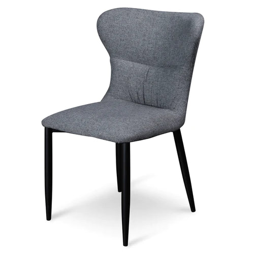 Pebble Grey Fabric Dining Chair with Black Legs