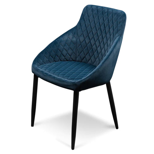 Navy Blue Velvet Dining Chair with Black Legs