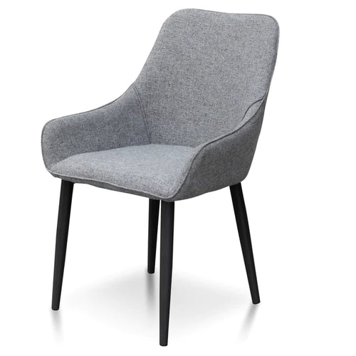 Pebble Grey Fabric Dining Chair with Black Legs