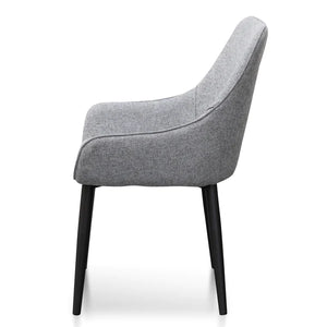 Pebble Grey Fabric Dining Chair with Black Legs