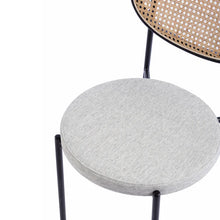 Load image into Gallery viewer, Silver Grey Fabric Dining Chair with Rattan Back