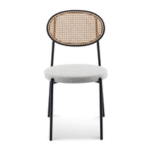 Load image into Gallery viewer, Silver Grey Fabric Dining Chair with Rattan Back