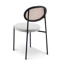 Load image into Gallery viewer, Silver Grey Fabric Dining Chair with Rattan Back