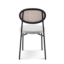 Load image into Gallery viewer, Silver Grey Fabric Dining Chair with Rattan Back