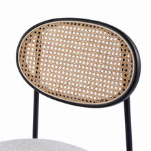 Load image into Gallery viewer, Silver Grey Fabric Dining Chair with Rattan Back