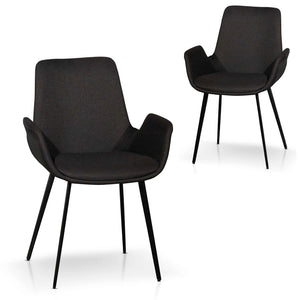 Black Fabric Dining Chair (Set of 2)