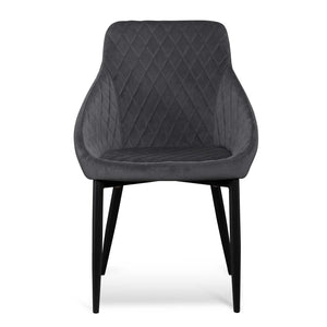 Grey Velvet Dining Chair with Black Legs