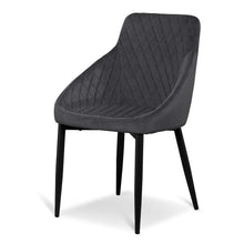 Load image into Gallery viewer, Grey Velvet Dining Chair with Black Legs