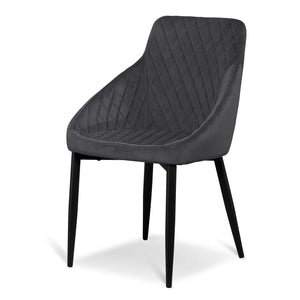 Grey Velvet Dining Chair with Black Legs