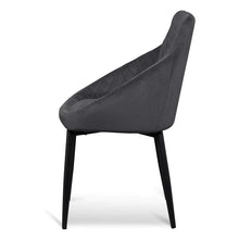 Load image into Gallery viewer, Grey Velvet Dining Chair with Black Legs