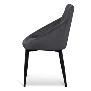 Grey Velvet Dining Chair with Black Legs