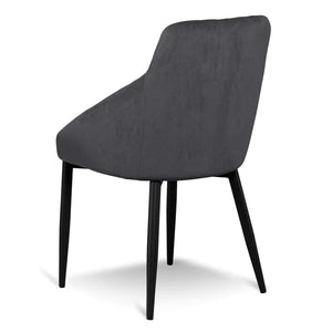 Grey Velvet Dining Chair with Black Legs