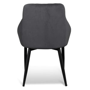 Grey Velvet Dining Chair with Black Legs