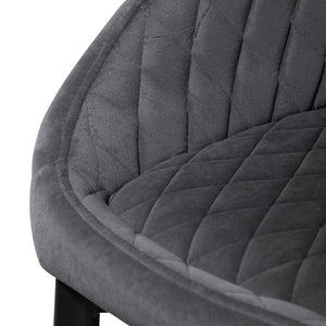 Grey Velvet Dining Chair with Black Legs