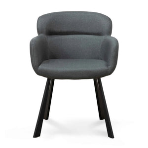 Gunmetal Grey Fabric Dining Chair with Black Legs