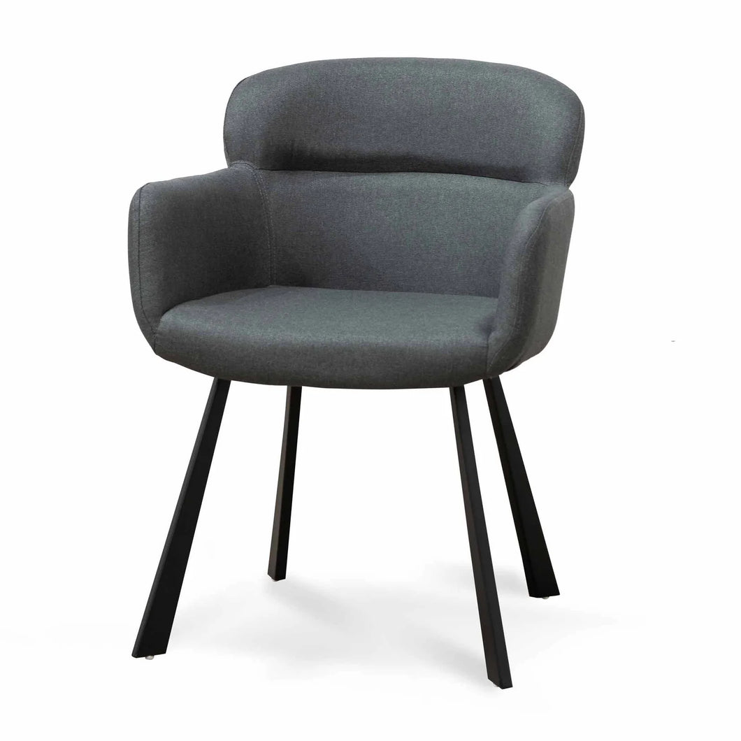 Gunmetal Grey Fabric Dining Chair with Black Legs