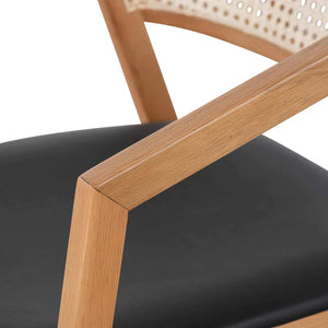 Natural Wooden Dining Chair with Black Seat