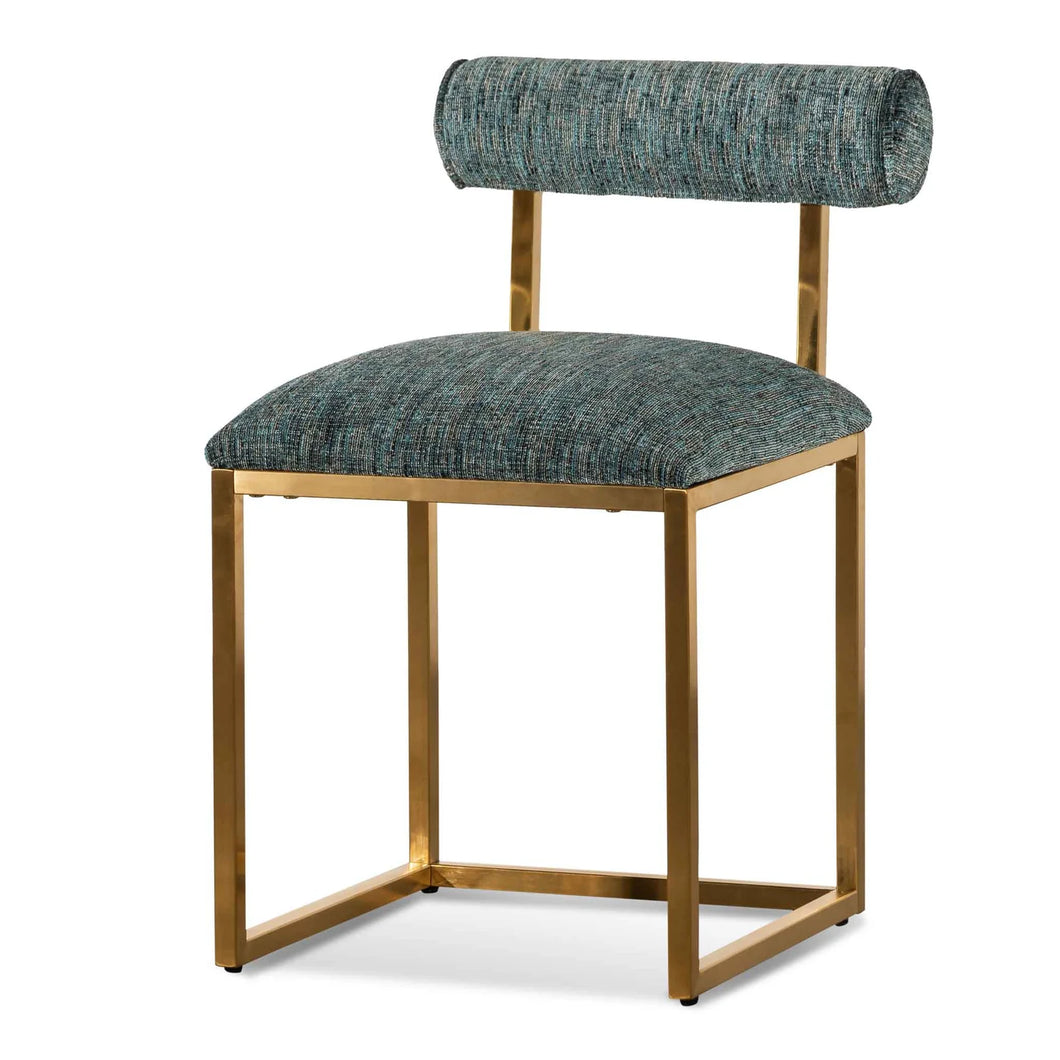 Emerald Green Dining Chair with Brushed Gold Base