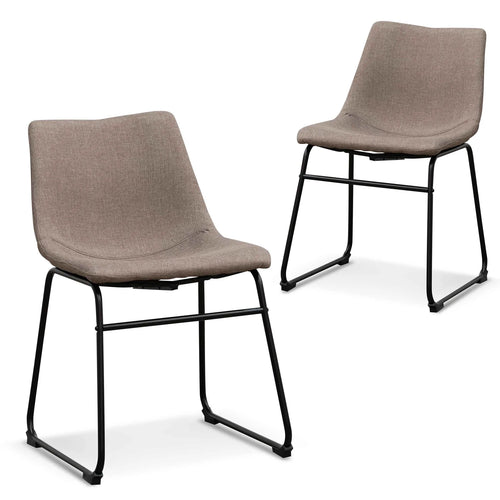 Brown Grey Fabric Dining Chair (Set of 2)